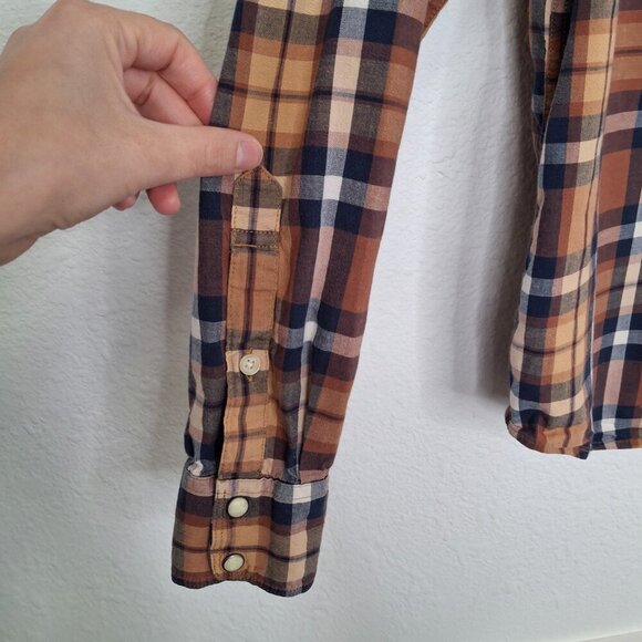 Lucky Brand Western Plaid Shirt Sz M Pearl Snap Button Cowboy Rodeo Classic - Picture 5 of 13